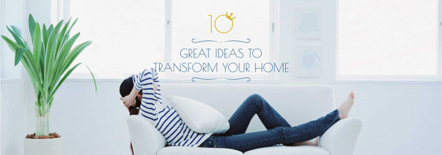 Real Estate Ad with Woman Resting on Sofa Tumblr Modelo de Design