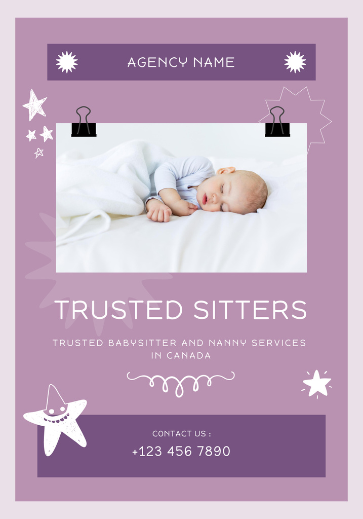Trusted Babysitting Service Promotion Poster 28x40in Design Template