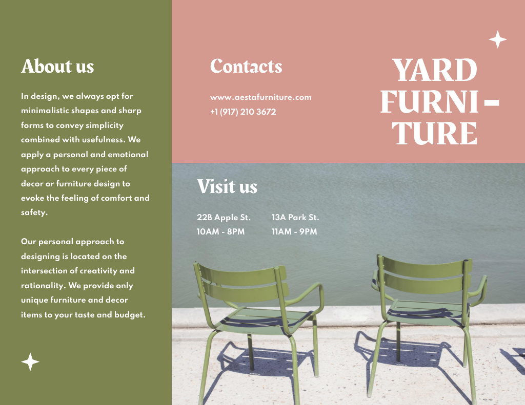 Platilla de diseño Yard Furniture Offer with Stylish Chairs Brochure 8.5x11in