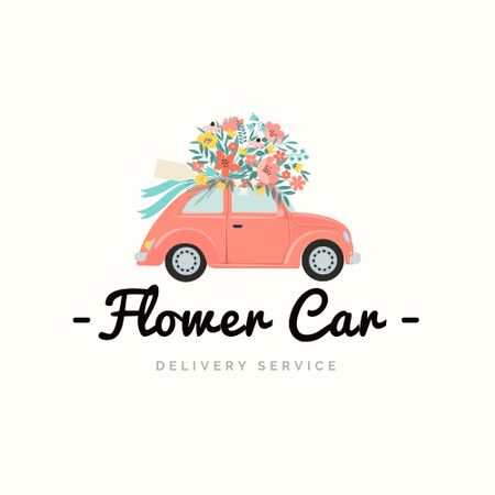 Delivery Service Ad with Cute Vintage Car Logo Design Template