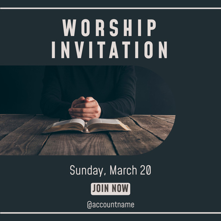 Designvorlage Worship Invitation with Priest and Bible für Instagram