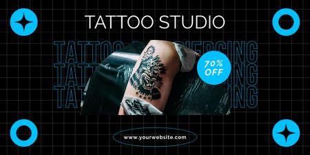 Artistic Tattoo Studio Service Offer With Discount Twitter Design Template
