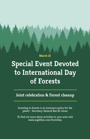 Plantilla de diseño de Evento del Día Internacional de los Bosques con abetos Invitation 5.5x8.5in 