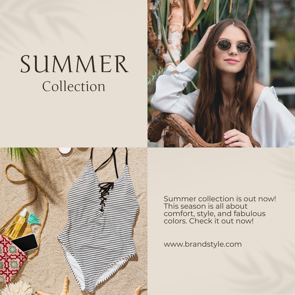 Summer Collection Ad with Attractive Girl Instagram Design Template