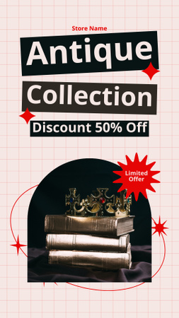 Antique Collection Of Books With Discounts Offer Instagram Story Design Template