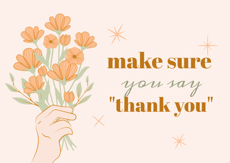 ευγνώμων φράση με λουλούδια μπουκέτο Card Πρότυπο σχεδίασης