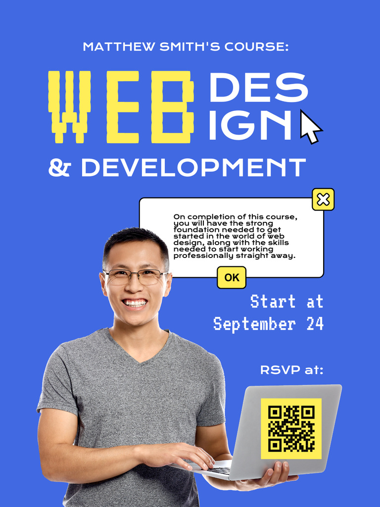 Web Design and Development Course Poster US Tasarım Şablonu
