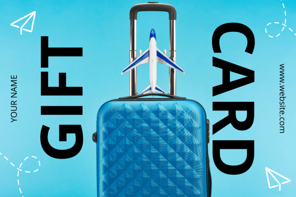 Ontwerpsjabloon van Gift Certificate van Travel Agency Offer with Luggage and Airplane