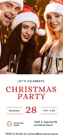 Christmas Party Announcement with People Toasting Invitation 9.5x21cm Design Template