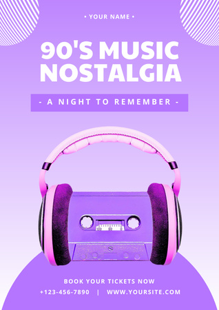 Plantilla de diseño de Anuncio de evento de noche de música nostálgica Poster 