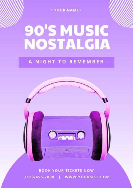 Nostalgic Music Night Event Announcement Poster – шаблон для дизайну