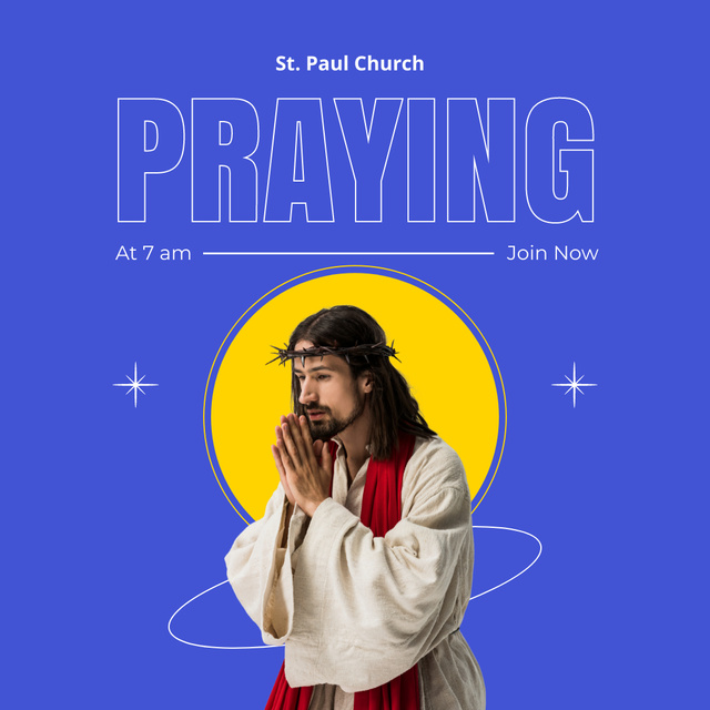 Plantilla de diseño de Praying in Church Announcement Instagram 
