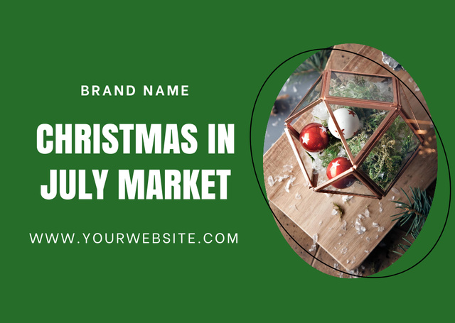 Awesome Christmas Market in July In Green Flyer A6 Horizontal Design Template