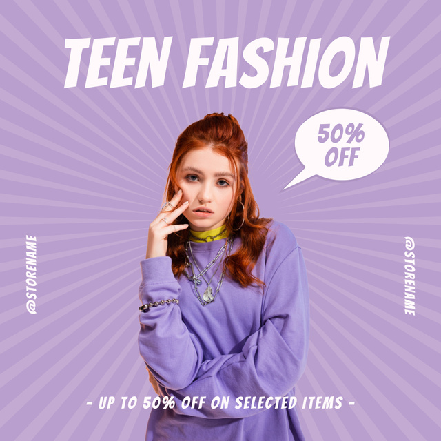 Fashion Style With Discount For Teen Instagram – шаблон для дизайну