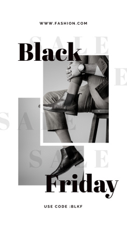 Modèle de visuel offre black friday avec fille dans des bottes élégantes - Instagram Story