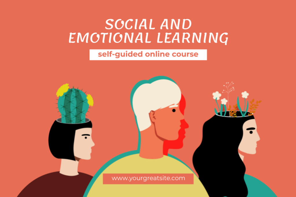Social and Emotional Learning Guided Course Ad Postcard 4x6in Modelo de Design