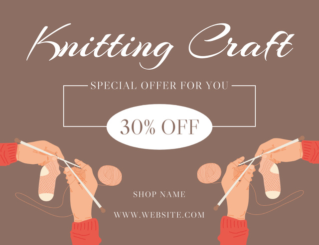 Plantilla de diseño de Discount on Knitting Craft Essentials Thank You Card 5.5x4in Horizontal 