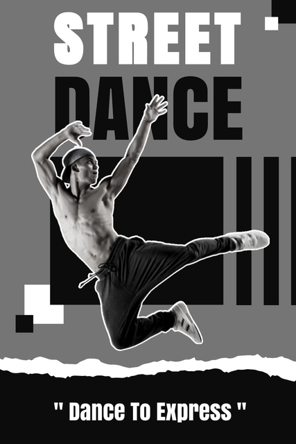 Street Dance Class Ad with Breakdancer Pinterest Design Template