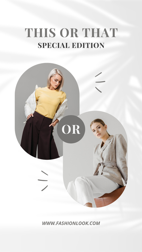 Female Fashion Clothes Collection on White Instagram Story Design Template