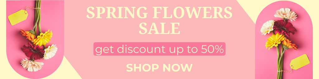 Bright Spring Sale Announcement with Flowers Twitter tervezősablon