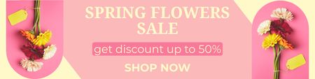 Anúncio de venda de primavera brilhante com flores Twitter Modelo de Design