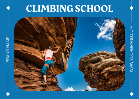 Climbing Courses Offer With Scenic View Postcard 5x7in Design Template
