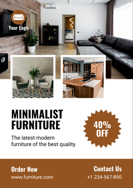 Minimalist Furniture Sale Announcement with Big Sofa Flyer A6 – шаблон для дизайна