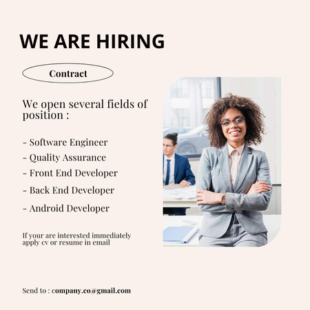 Successful Woman on IT Specialists Hiring Instagram Design Template