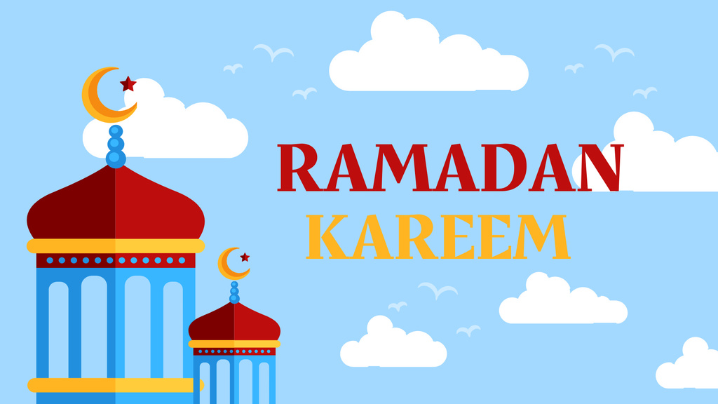 Ramadan Kareem Greeting with Beautiful View FB event cover tervezősablon