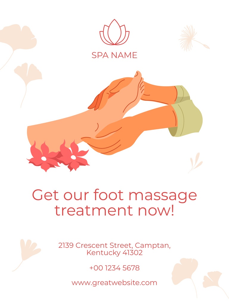 Spa Foot Massage Advertisement Poster US – шаблон для дизайна