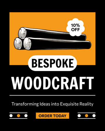 Plantilla de diseño de Servicios de artesanía en madera con descuento Instagram Post Vertical 