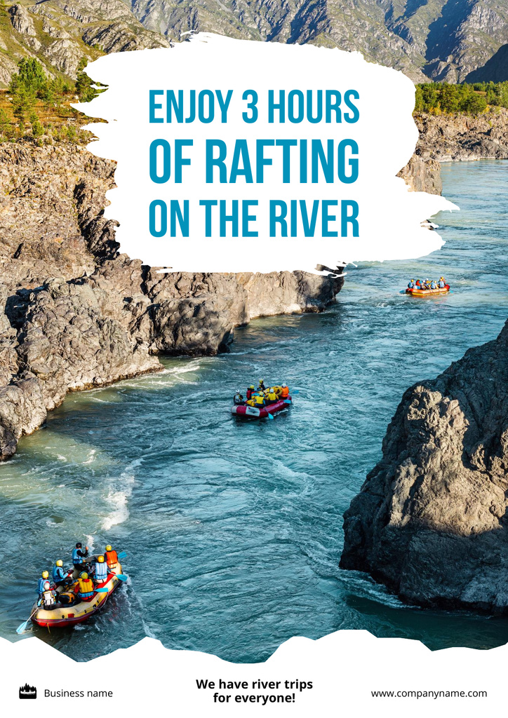 Plantilla de diseño de Invitation to Join Mountain River Rafting Poster 