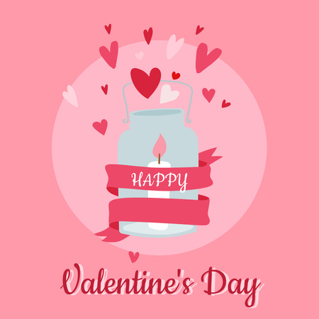 Happy Valentine's Day Greeting with Beautiful Candlestick Instagram AD Design Template