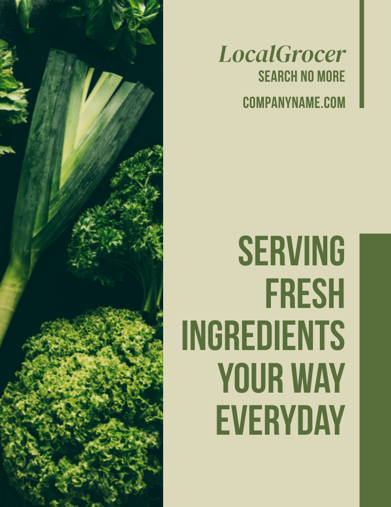 Grocery Store Ad with Organic Fresh Vegetables Poster 8.5x11in Design Template