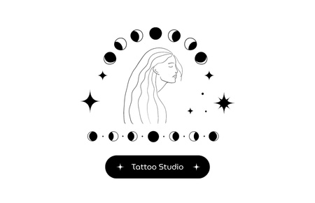 Holdvázlat és tetováló stúdió ajánlat Business Card 85x55mm tervezősablon