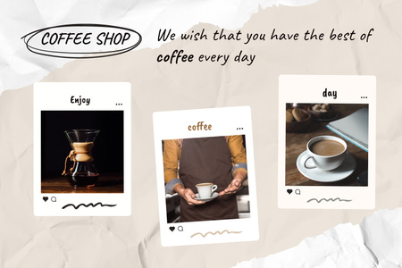 Waiter Holding Coffee Cup and Saucer Mood Boardデザインテンプレート