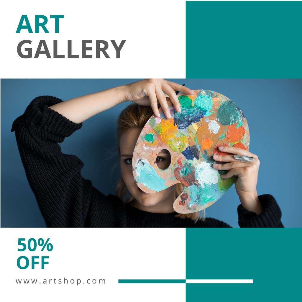 Ontwerpsjabloon van Instagram van Art Gallery Admission Discount Offer
