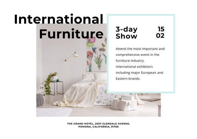 Announcement of International Furniture Show In February Poster B2 Horizontal Design Template