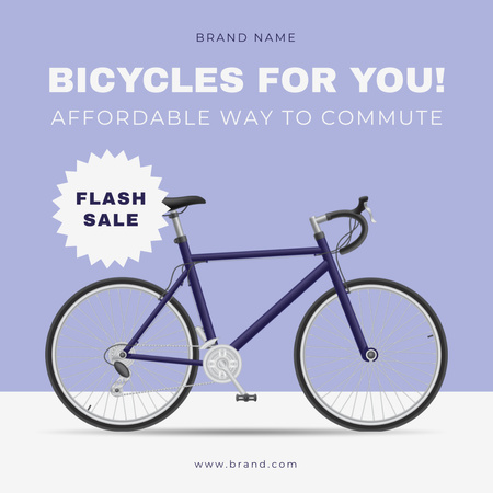 Oferta de venda de bicicletas por tempo limitado em violeta Instagram Modelo de Design
