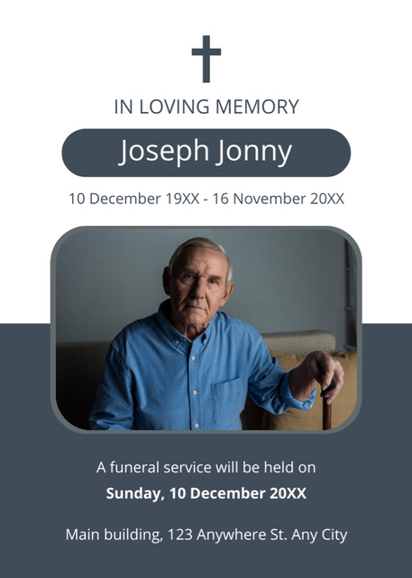 Funeral Ceremony Announcement With Sympathy Phrase Invitation – шаблон для дизайна