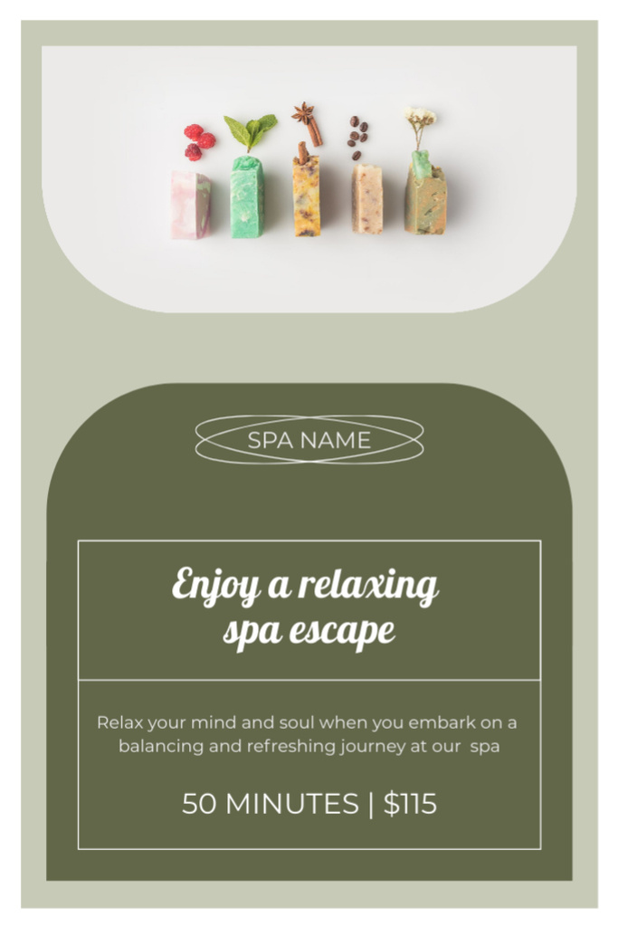 Awesome Spa Salon Service Offer With Description In Green Tumblr Modelo de Design
