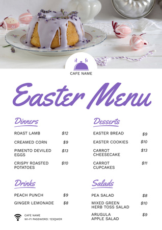 Tatlı Kek ile Paskalya Yemekleri Teklifi Menu Tasarım Şablonu