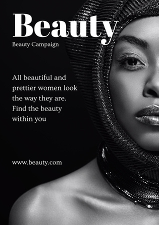 Beauty Campaign with Beautiful African American Woman Poster Design Template