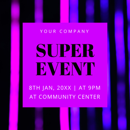 Anúncio de evento de festa elegante em roxo Instagram Modelo de Design