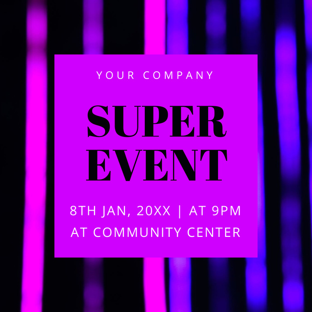 Elegant Party Event Announcement In Purple Instagram Modelo de Design