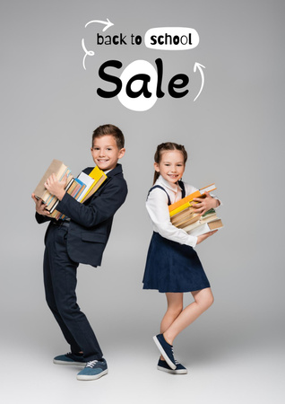 Back to School Sale Offer with Cute Pupil Boy Poster Design Template