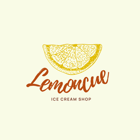 Limon Dilimli Dondurma Dükkanı Reklamı Logo Tasarım Şablonu