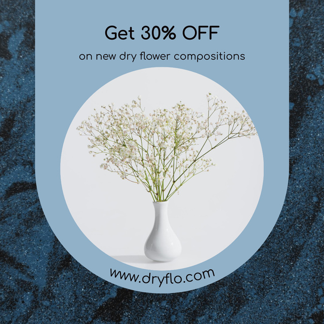 Arrangement of Dry Flowers in Vase Instagram AD Design Template