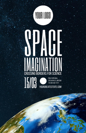 Space Imagination Expo Hall bejelentése Invitation 5.5x8.5in tervezősablon