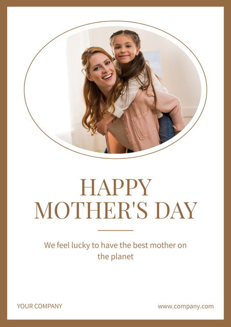 Happy Mom and Daughter on Mother's Day Poster Design Template